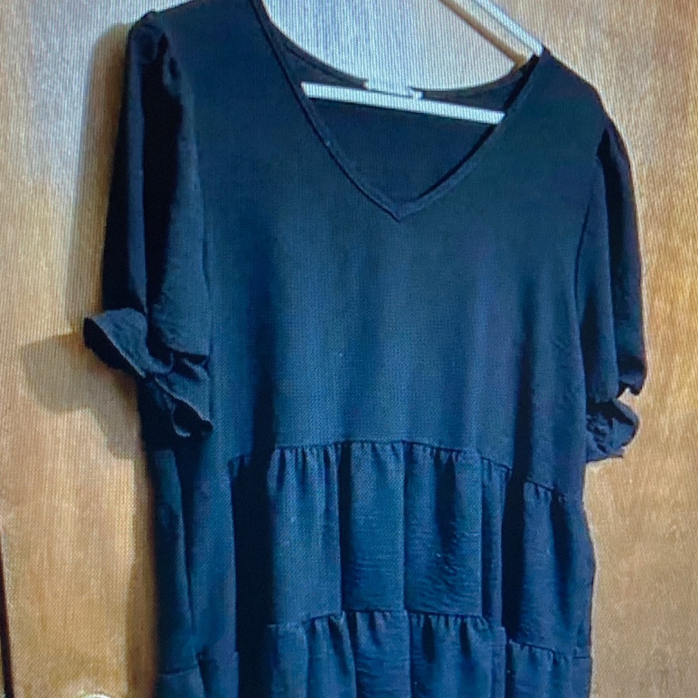Reborn Black V-Neck Tiered Tunic